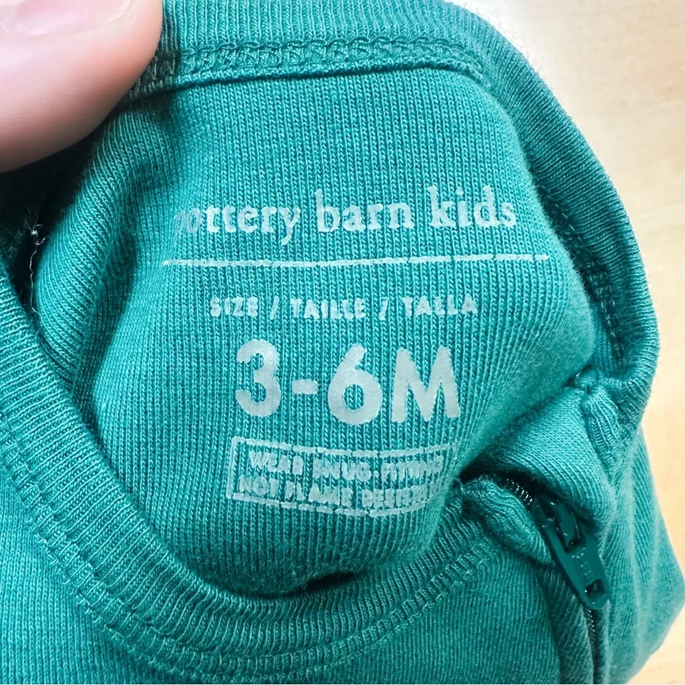 Pottery Barn Kids Green Reindeer Organic Baby Pajama Unisex Footie Size 3-6M